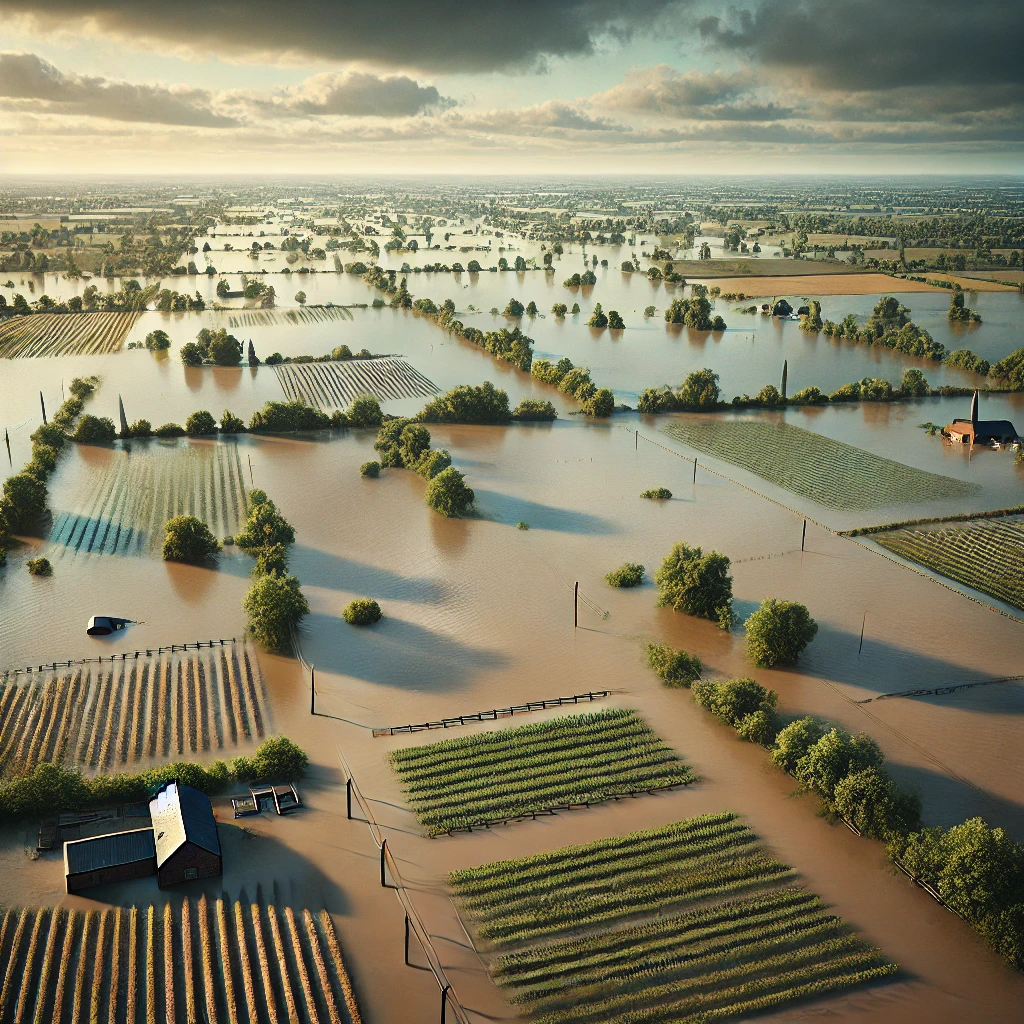 Campagne inondée en Belgique